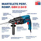 Martelete Perfurador Rompedor Bosch Heavy Duty com Kit de Brocas e Maleta SDS Plus 820W 2,7J GBH 2 24 D 127V