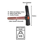 Martelo Pedreiro 1 Corte Cabo Madeira Encerado Cunha Pressão