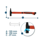 Martelo Pena 300gr Cabo Fibra - Mtx