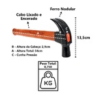 Martelo Unha Cabo De Madeira Envernizado Cunha Pressão 29mm