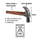 Martelo Unha Premium Cabo Madeira Envernizado Cunha Aço 23mm