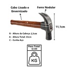 Martelo Unha Premium Cabo Madeira Envernizado Cunha Aço 25mm