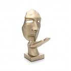 Máscara Decorativa Sopro Em Cerâmica Ouro Velho Fosco 35cm B0