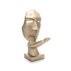 Máscara Decorativa Sopro Em Cerâmica Ouro Velho Fosco 35x16x2