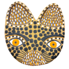 Máscara Madeira Zé Crente M Ilha do Ferro - Bege/preto/amarelo