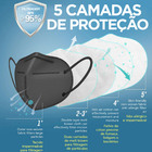 Máscara Pff2 / N95 / Kn95 Adulto Preta - Pacote 30 Unidades