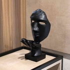 Máscara Sopro Decorativa Preto Fosco Em Cerâmica 35cm B02 - D