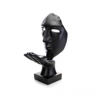 Máscara Sopro Decorativa Preto Fosco Em Cerâmica 35cm B02 - D