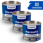 Massa Cola Plástica Preta Argacon 800gr Kit 3 Unidades
