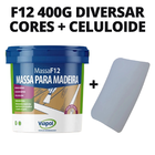 Massa F12 Calafetar Madeira 400g Viapol + Espátula Celuloide