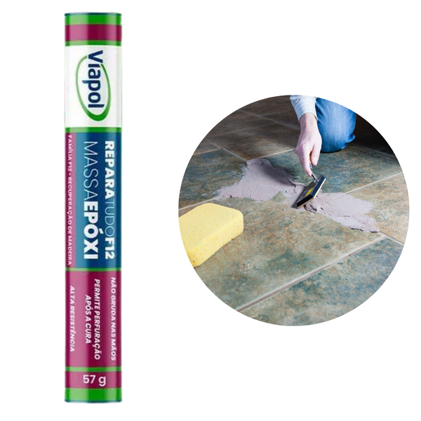 Massa F12 Epóxi Repara Tudo 2 Em 1 Madeira Metal Viapol Cores