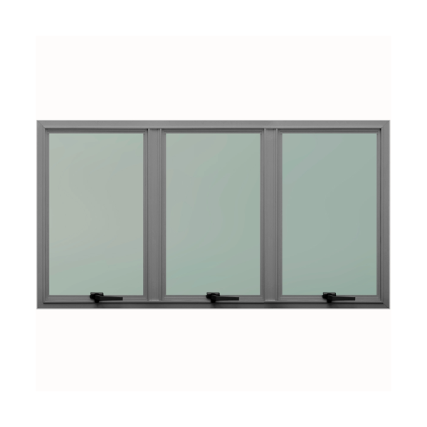 Janela Maxim-ar 3 Folhas Alumínio Pintado Cinza com Vidro Mini Boreal Sob Medida Linha 25 OGB Esquadrias