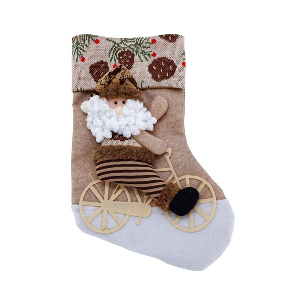 Meia Decorada Natal Papai Noel Pelúcia 3d Bike Tricô Forest 4