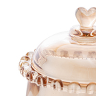 Meleira De Cristal Com Pegador Coração Âmbar Metalizado