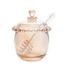 Meleira De Cristal Com Pegador Coração Âmbar Metalizado