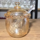 Meleira De Cristal Com Pegador Coração Âmbar Metalizado