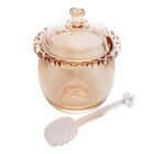 Meleira De Cristal Decorativa Coração Com Pegador Abelha Âmba