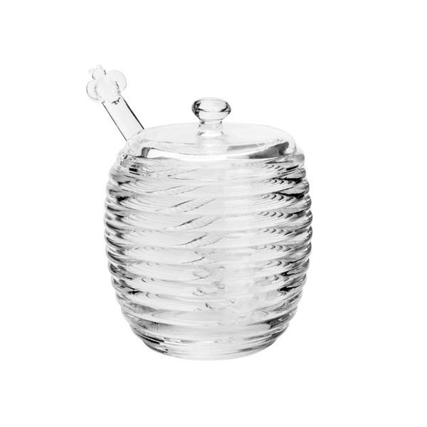 Meleira Em Cristal Com Pegador E Tampa Colmeia 210ml Lyor 7443