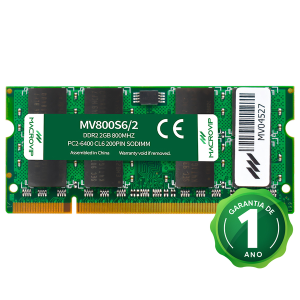 Memória Ram Para Notebook Macrovip Ddr2 2gb 800mhz - Mv800s6/2