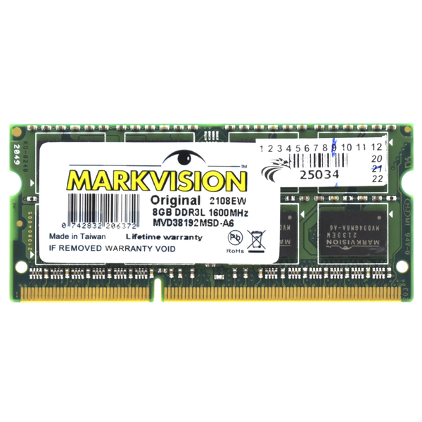 Memória Ram Para Notebook Markvision Ddr3l 8gb 1600mhz - Mvd3