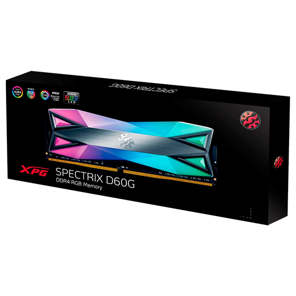 Memória Xpg Gammix D60g Rgb, 8gb, 3200mhz, Ddr4, Cl16, Cinza