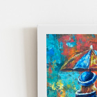 Menina Guarda Chuva Gato Quadro Moldura Branca 60x40cm