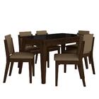 Mesa 1,36 Com 6 Cadeiras Libéria Imbuia/preto/capuccino - M.