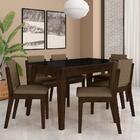 Mesa 1,36 Com 6 Cadeiras Libéria Imbuia/preto/capuccino - M.