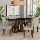 Mesa 1,60 Com 6 Cadeiras Espanha Imbuia/preto/bege - Moveis A