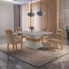 Mesa 120cm Clarice E 4 Cadeiras Valentina Linho Grafite/off W