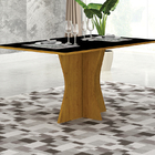 Mesa 120cm Para 04 Cadeiras Tampo Reto Vidro-mdf Clara Leifer