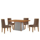 Mesa 120cm Tampo Mdf Canto Copo E 4 Cadeiras Merlim Sena Capu