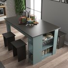 Mesa 140 Cm Com 4 Banquetas E Prateleira Esmeralda Grafite /c