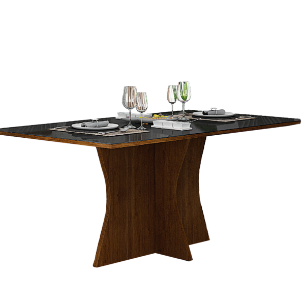 Mesa 160cm Para 06 Cadeiras Tampo Vidro-mdf Clara Leifer Move