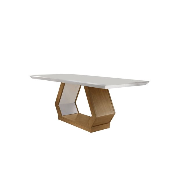 Mesa 180cm Tampo Mdf Canto Reto Rubi  Imbuia/off White