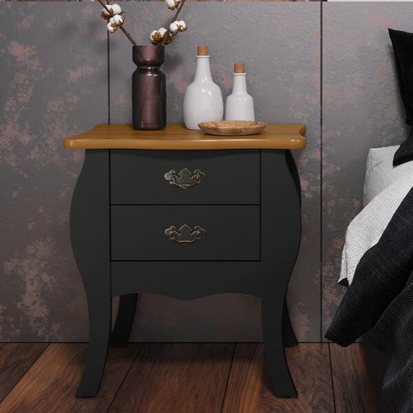 Mesa 2 Gavetas Colina Preto Acetinado Cumarú