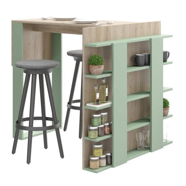 Mesa 2 Lugares Com Painel Mutiuso Be Mobiliário Verde/aveiro