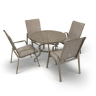 Mesa 4 Cadeiras Ripado Piscina Alumínio Fendi E Tela Mocca