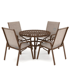 Mesa 4 Cadeiras Ripado Piscina Alumínio Marrom E Tela Mocca