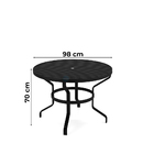 Mesa 4 Cadeiras Ripado Piscina Alumínio Preto E Tela Azul