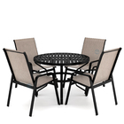 Mesa 4 Cadeiras Ripado Piscina Alumínio Preto E Tela Mocca