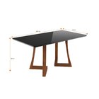 Mesa 6 Lugares Madeira Maciça Com Vidro Canto Arredondado 160