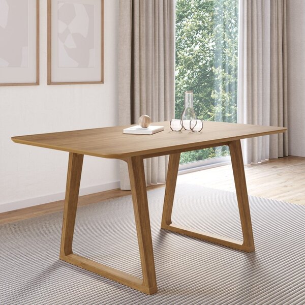 Mesa 6 Lugares Tampo Laminado Pés Madeira Maciça 160x90cm Nor