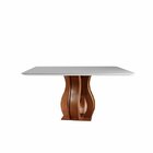 Mesa 8 Lugares Tampo Vidro/mdf Sala De Jantar 135x135cm Nuanc