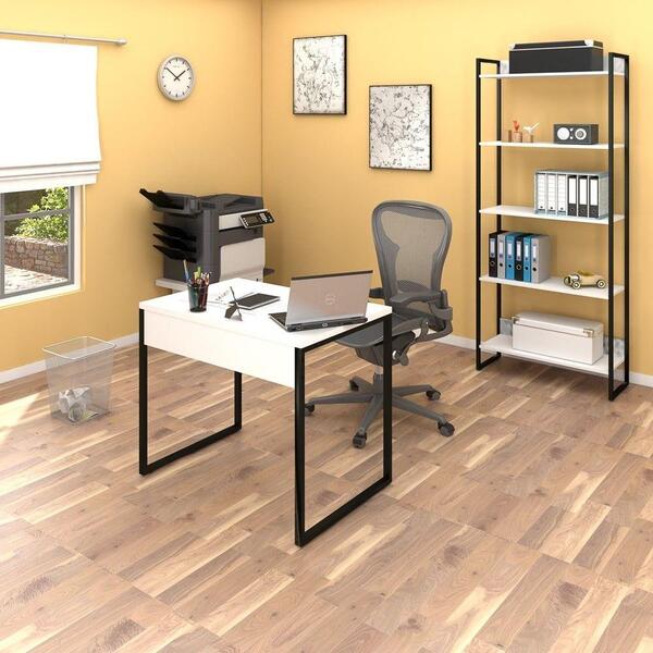 Mesa 90 E Estante Studio Industrial Branco