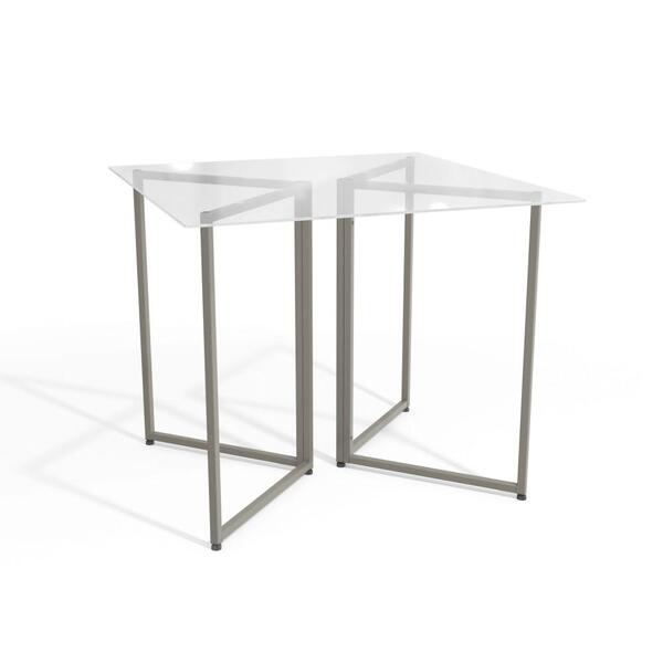 Mesa 90 X 90 Cm Sala De Jantar Cozinha 2 Pernas Metal Nickel