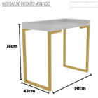 Mesa 90cm Industrial Para Escritório Tampo Bordas Elevadas D