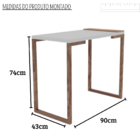 Mesa 90cm Industrial Para Escritório Tampo Ripado–pés Bronze