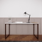 Mesa 90cm Industrial Para Escritório Tampo Ripado–pés Bronze