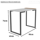 Mesa 90cm Industrial Para Escritório Tampo Ripado–pés Preto